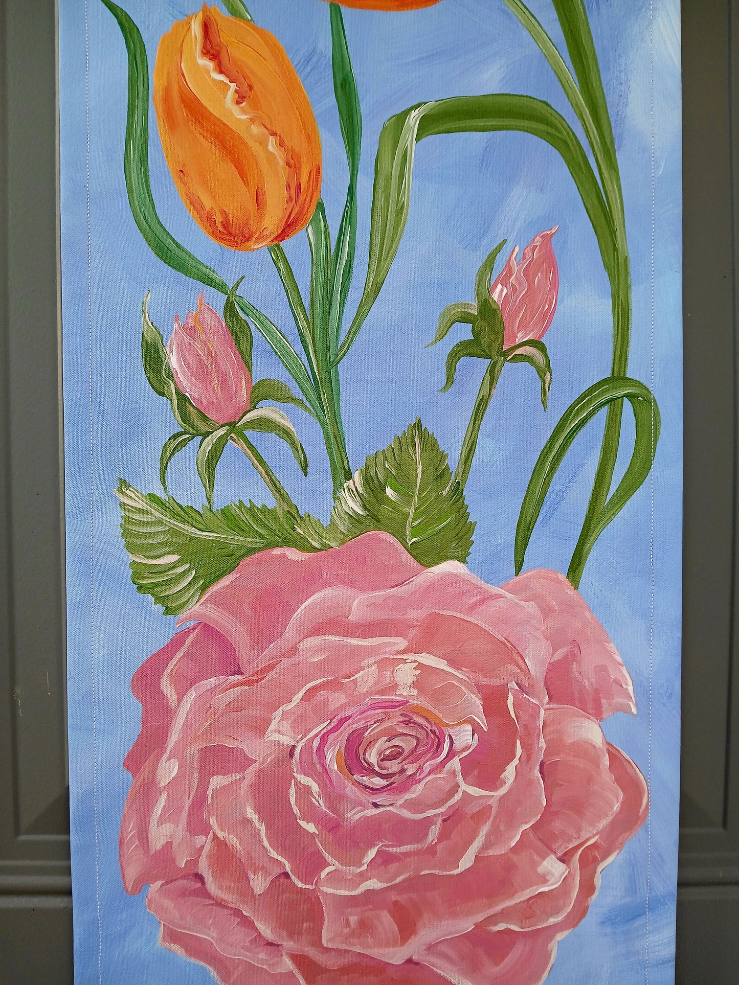 Mother's Day Flowers Door Decor Gift Rose Tulips Lily Floral Mom Gift Door Hanger