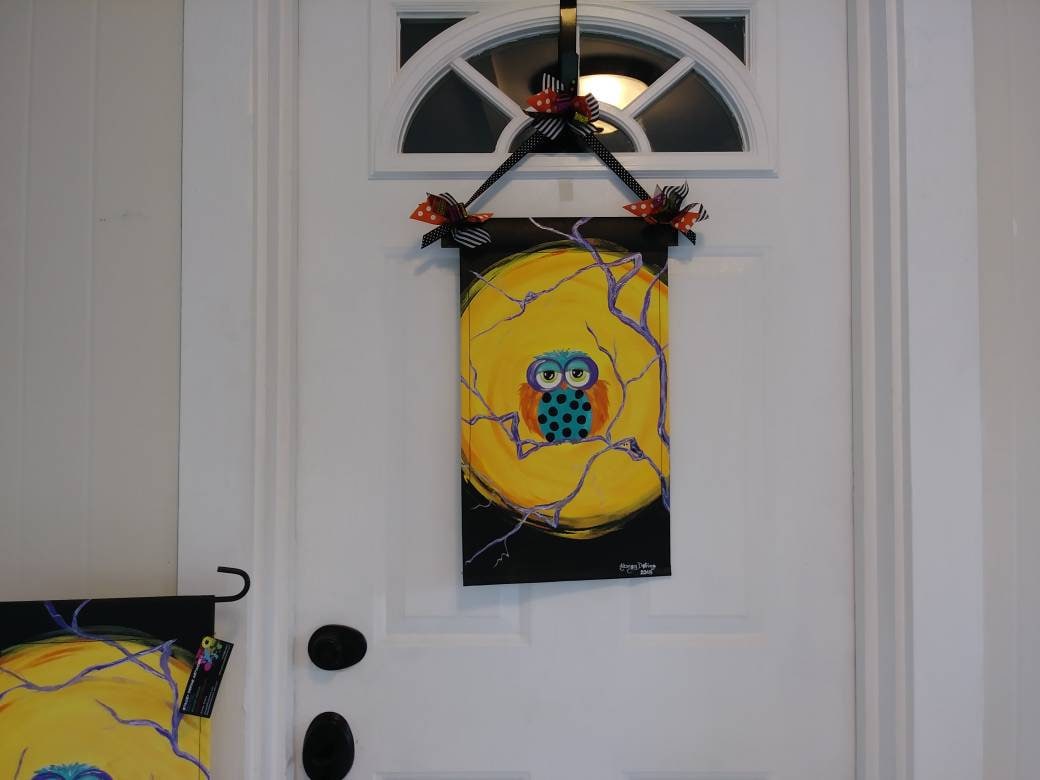Halloween Owl & Moon Door Hanger / Garden Flag