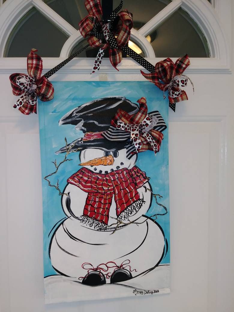 Winter Snowman with Plaid Scarf