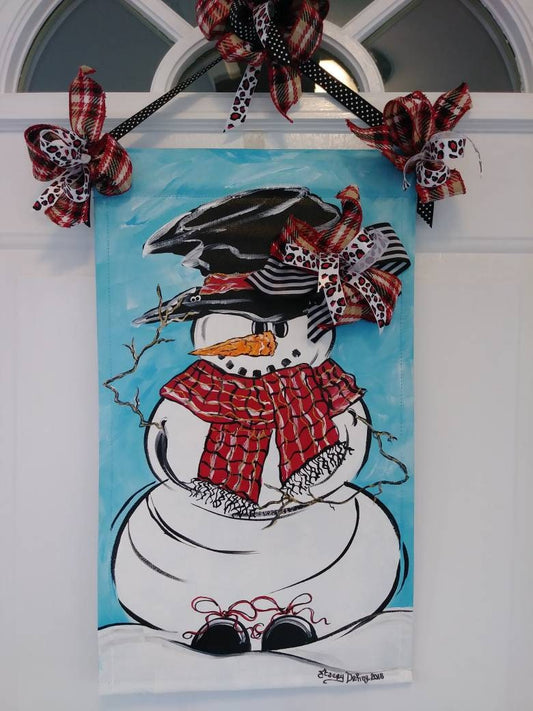 Winter Snowman with Plaid Scarf