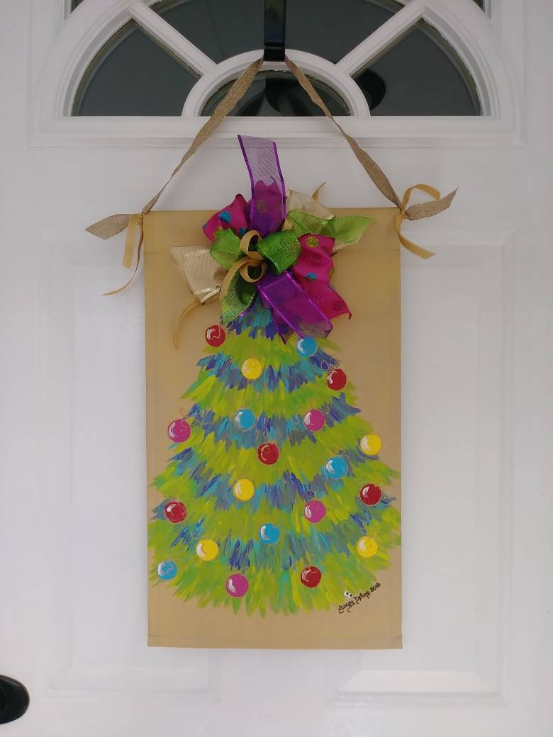 Christmas Tree Door Hanger Flag Seasonal Holiday Decoration