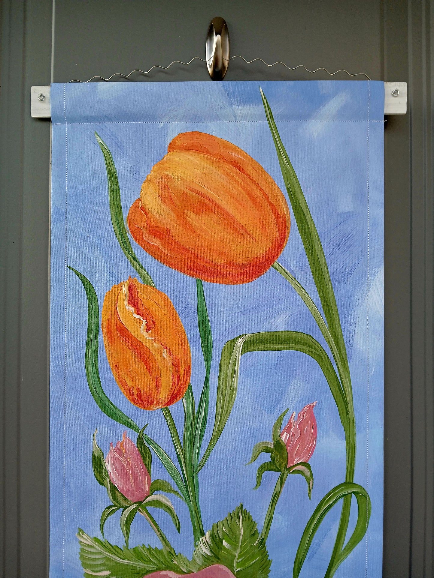 Mother's Day Flowers Door Decor Gift Rose Tulips Lily Floral Mom Gift Door Hanger