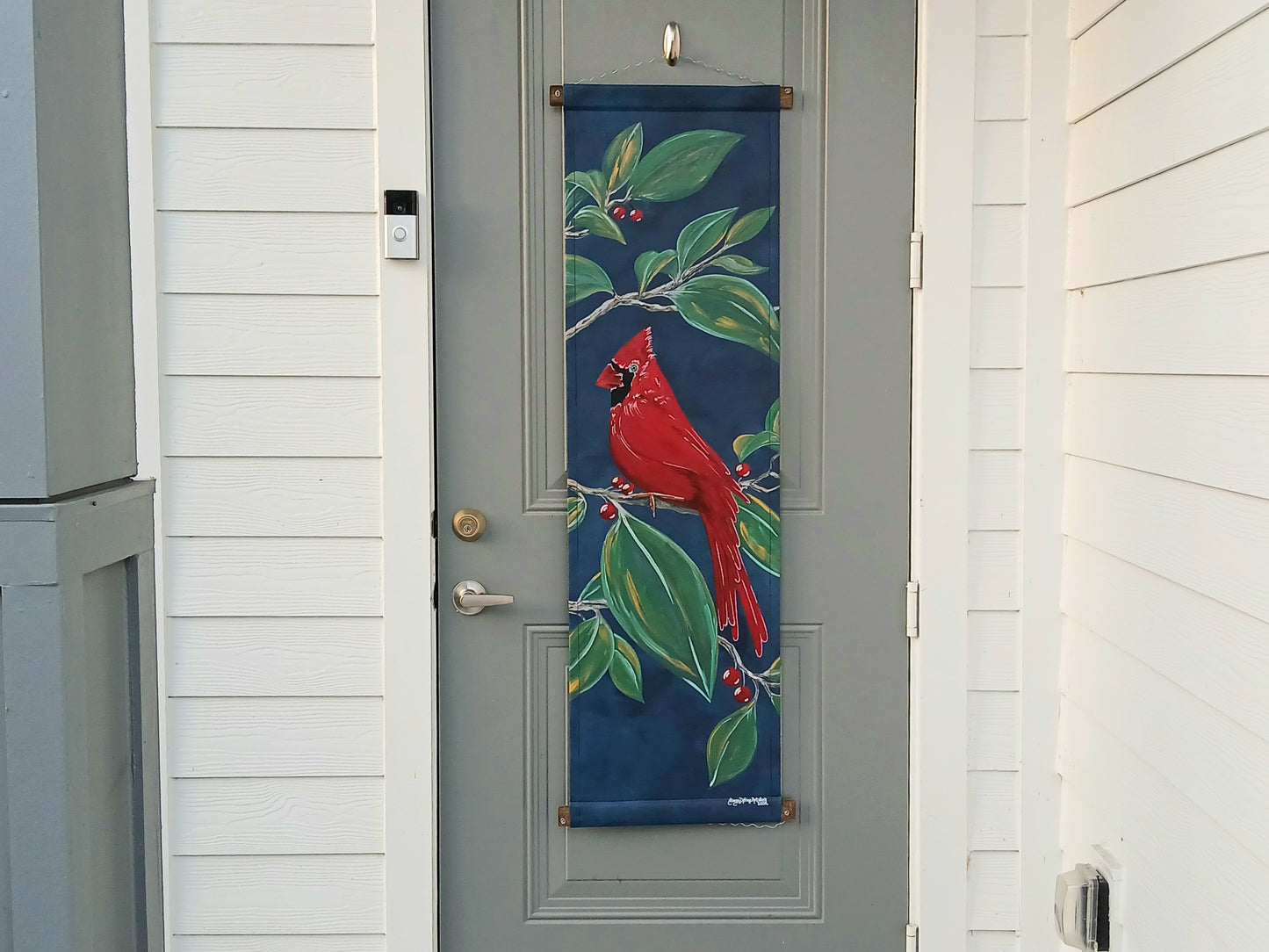Cardinal Door Decoration Door Hanger Winter Spring Summer Fall Door Hanger Cardinal Fan Gift
