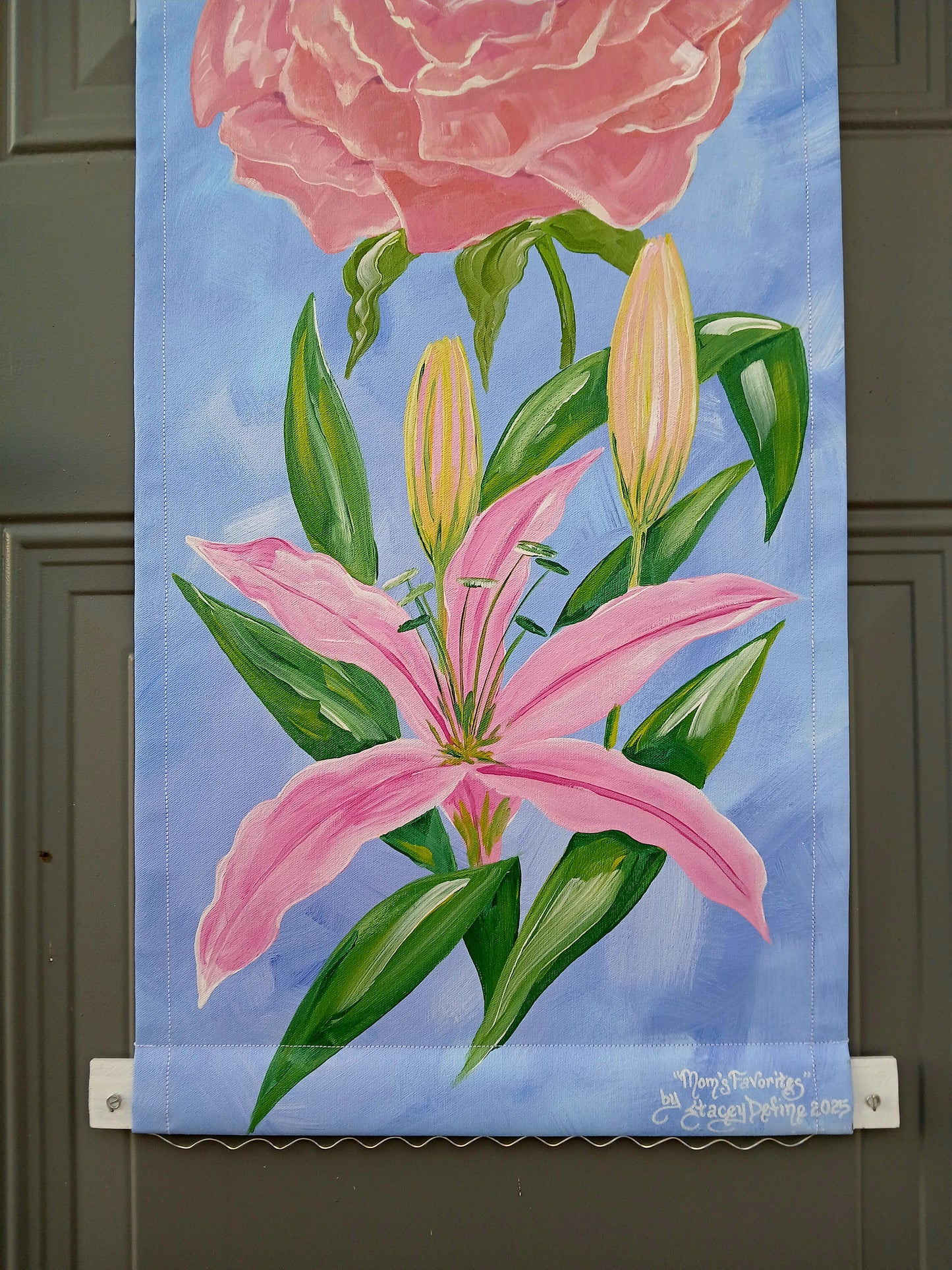 Mother's Day Flowers Door Decor Gift Rose Tulips Lily Floral Mom Gift Door Hanger