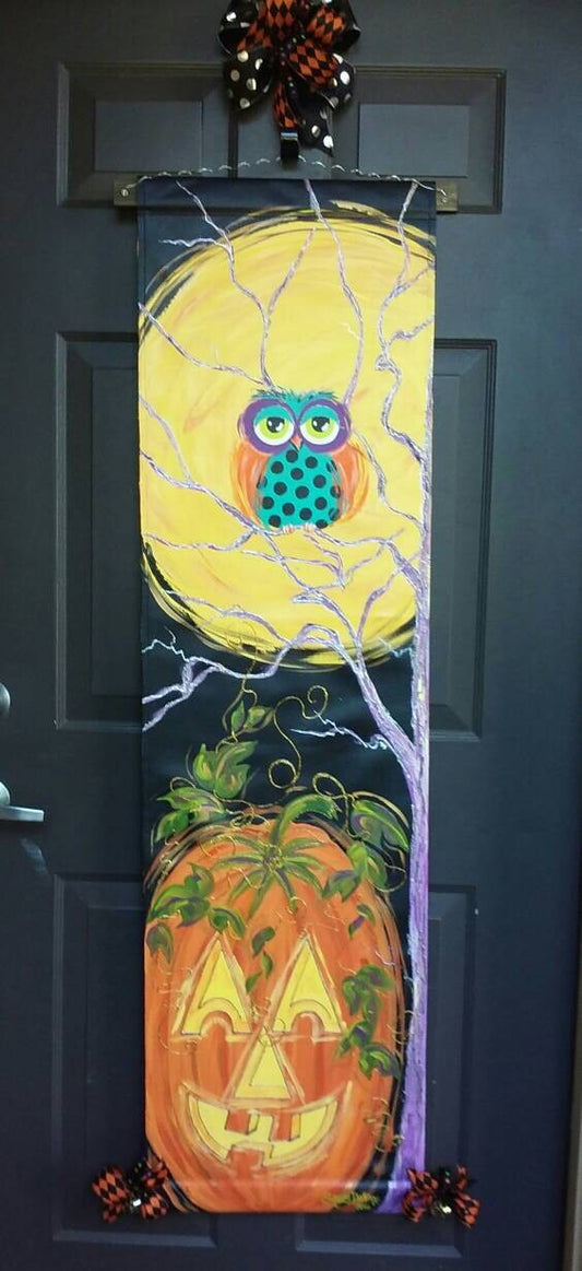 Halloween Owl & Moon Door Hanger Fall Seasonal Wreath