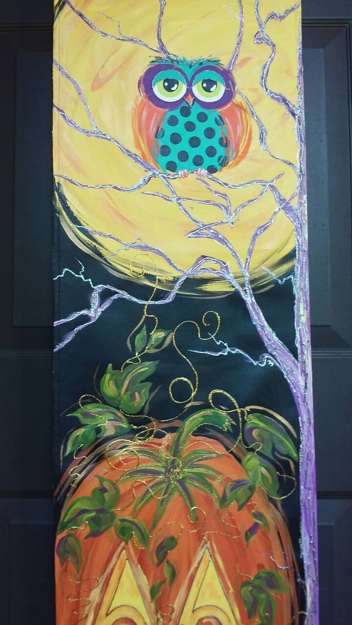 Halloween Owl & Moon Door Hanger Fall Seasonal Wreath