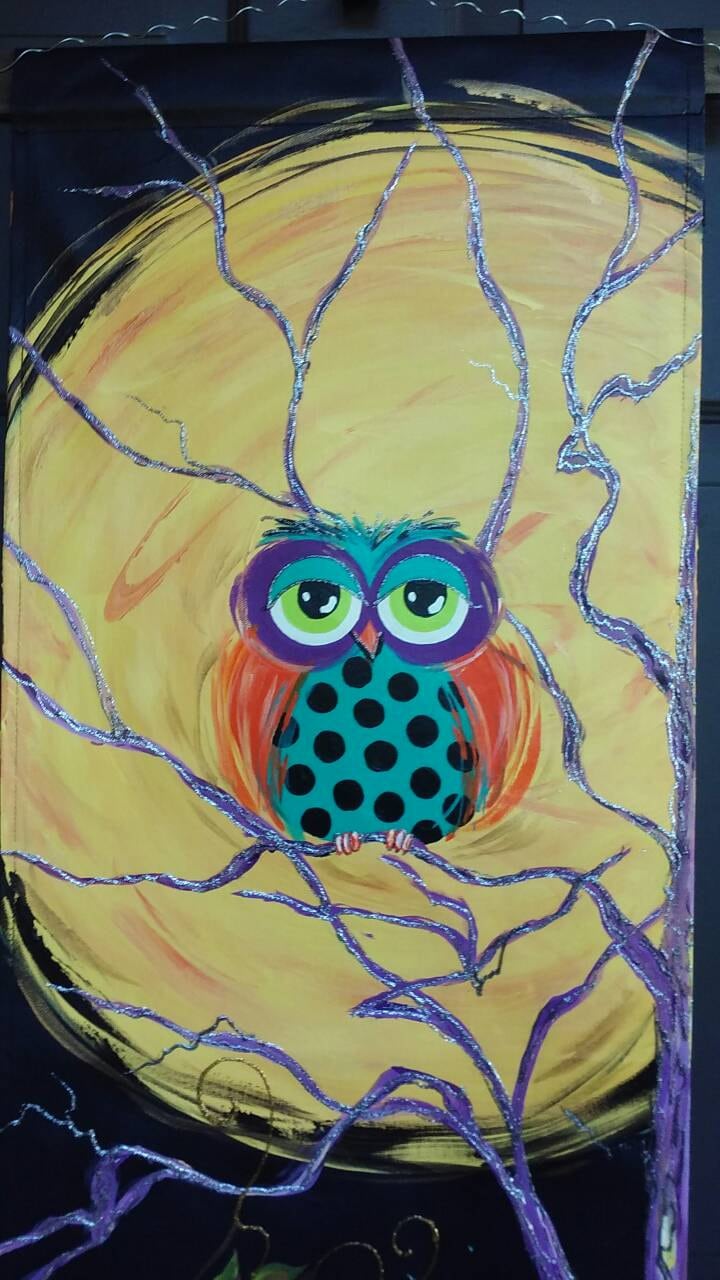 Halloween Owl & Moon Door Hanger Fall Seasonal Wreath
