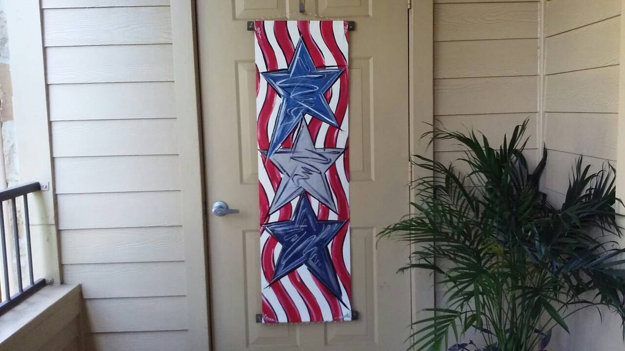 Stars & Stripes American Flag Door Hanger Decoration Patriotic 4th of ...