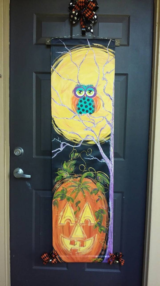 Halloween Owl & Moon Door Hanger Fall Seasonal Wreath