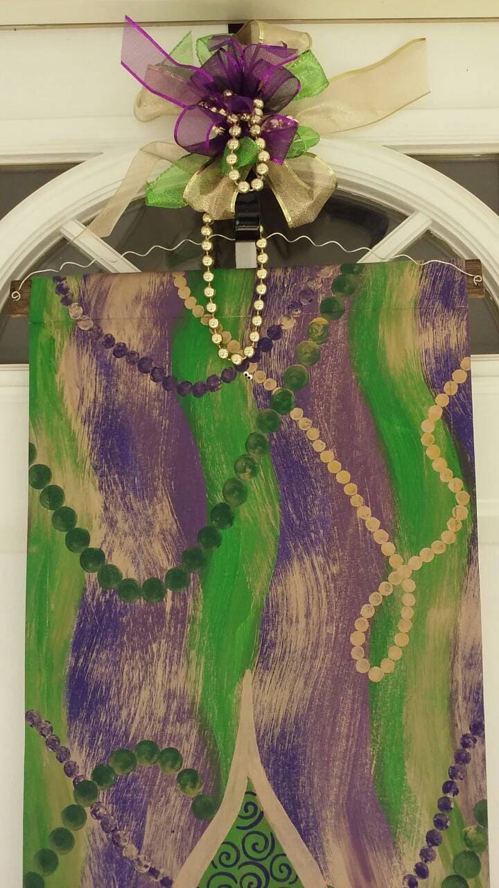 Mardi Gras Door Hanger Spring Decor Easter Epiphany Fat Tuesday