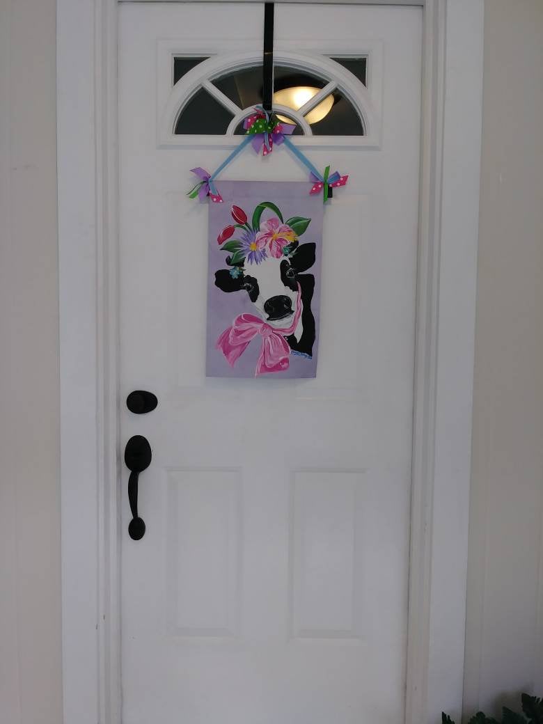 Cow Decoration Spring Dairy Cow Door Hanger Garden Flag Door Hanging Wall Hanging