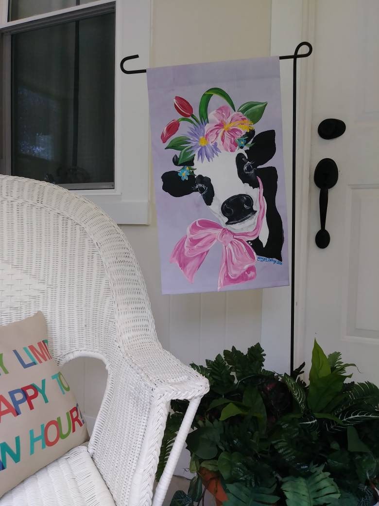 Cow Decoration Spring Dairy Cow Door Hanger Garden Flag Door Hanging Wall Hanging