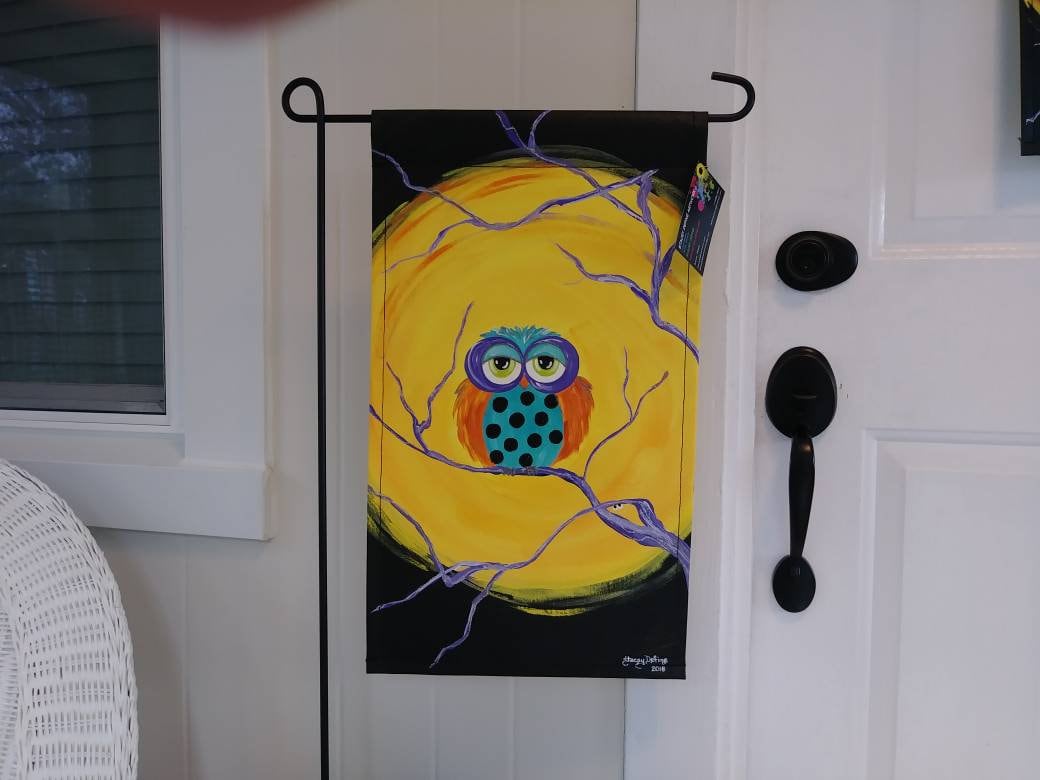 Halloween Owl & Moon Door Hanger / Garden Flag