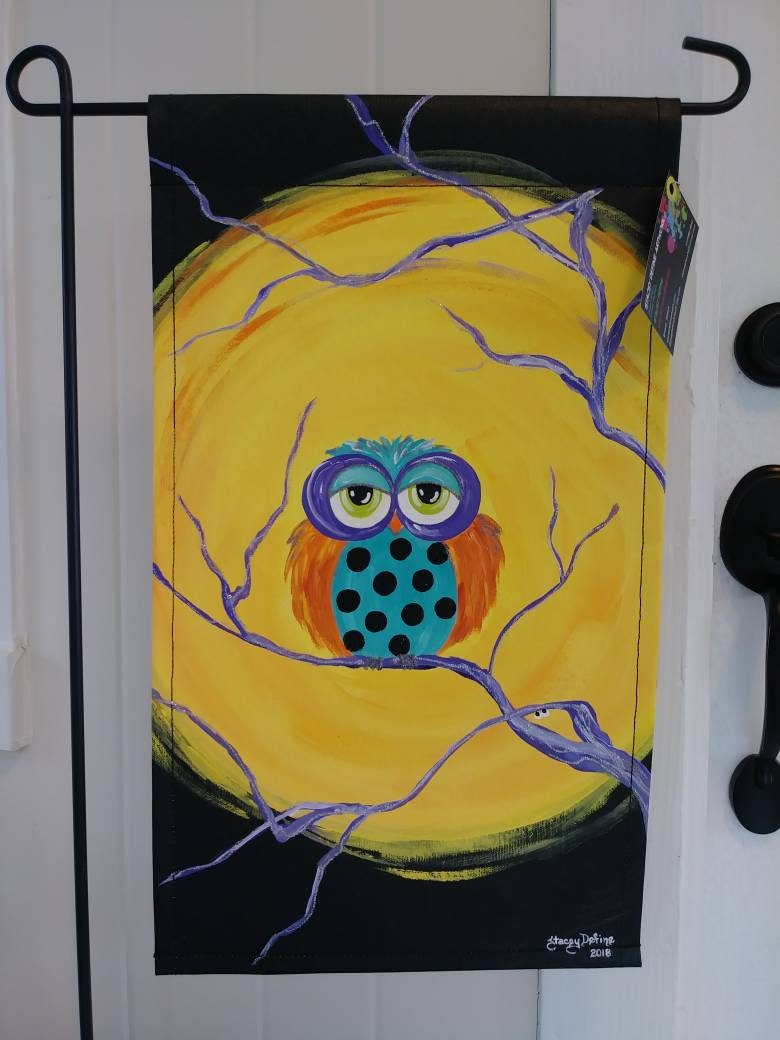 Halloween Owl & Moon Door Hanger / Garden Flag