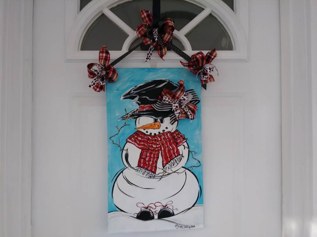 Winter Snowman with Plaid Scarf