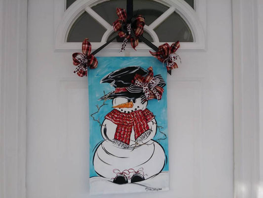 Winter Snowman with Plaid Scarf