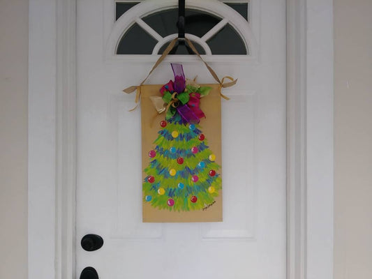 Christmas Tree Door Hanger Flag Seasonal Holiday Decoration
