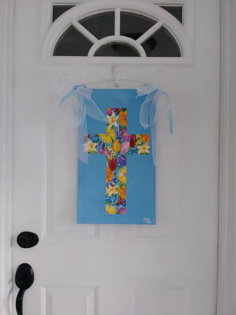 Easter Cross Religious Easter Cross Spring Religious Floral Cross Wreath