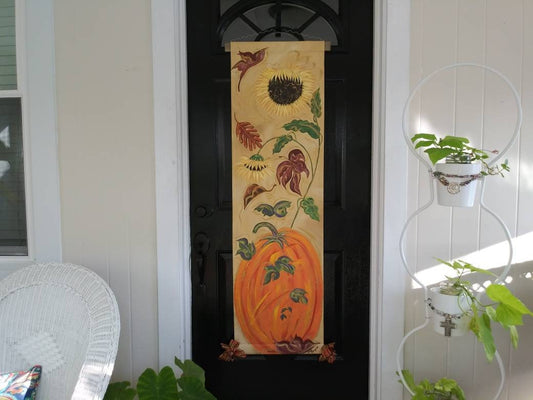 Fall Autumn Door Hanger Decoration Pumpkin Sunflower Fall Leaves Door Decoration Wreath