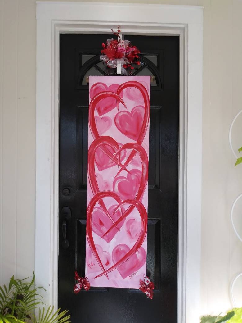 Valentine's Day Door Hanger Hearts Door Hanger Door Decor Happy Valentine's Day Door Hanger Decoration