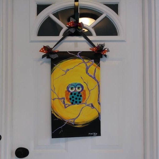 Halloween Owl & Moon Door Hanger / Garden Flag