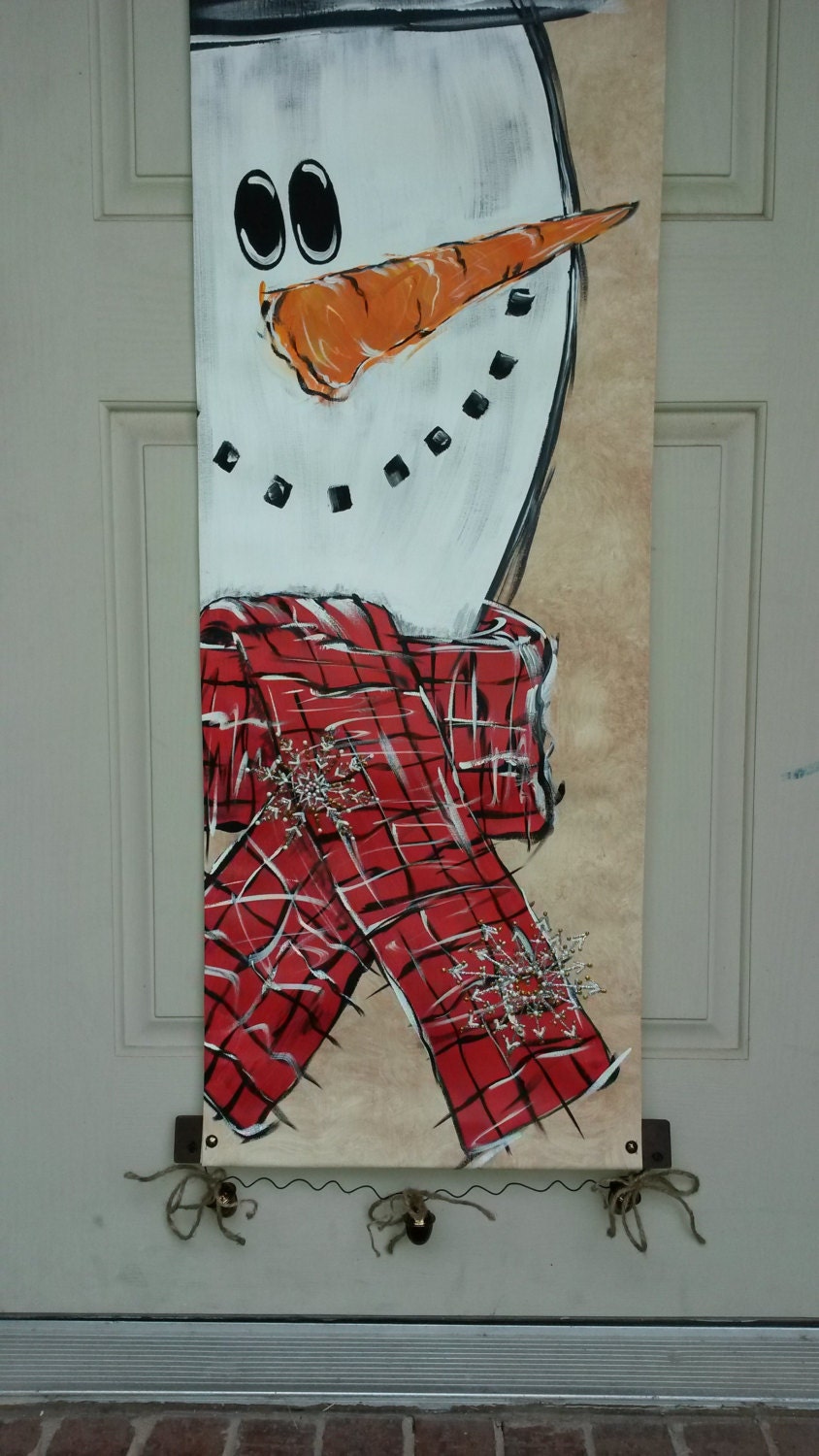 Snowman Canvas Door Decoration Door Hanger Winter Snowman Christmas