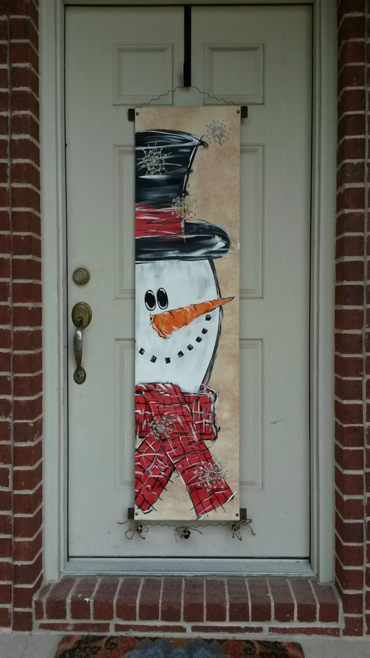 Snowman Canvas Door Decoration Door Hanger Winter Snowman Christmas