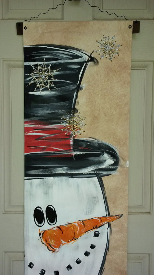 Snowman Canvas Door Decoration Door Hanger Winter Snowman Christmas