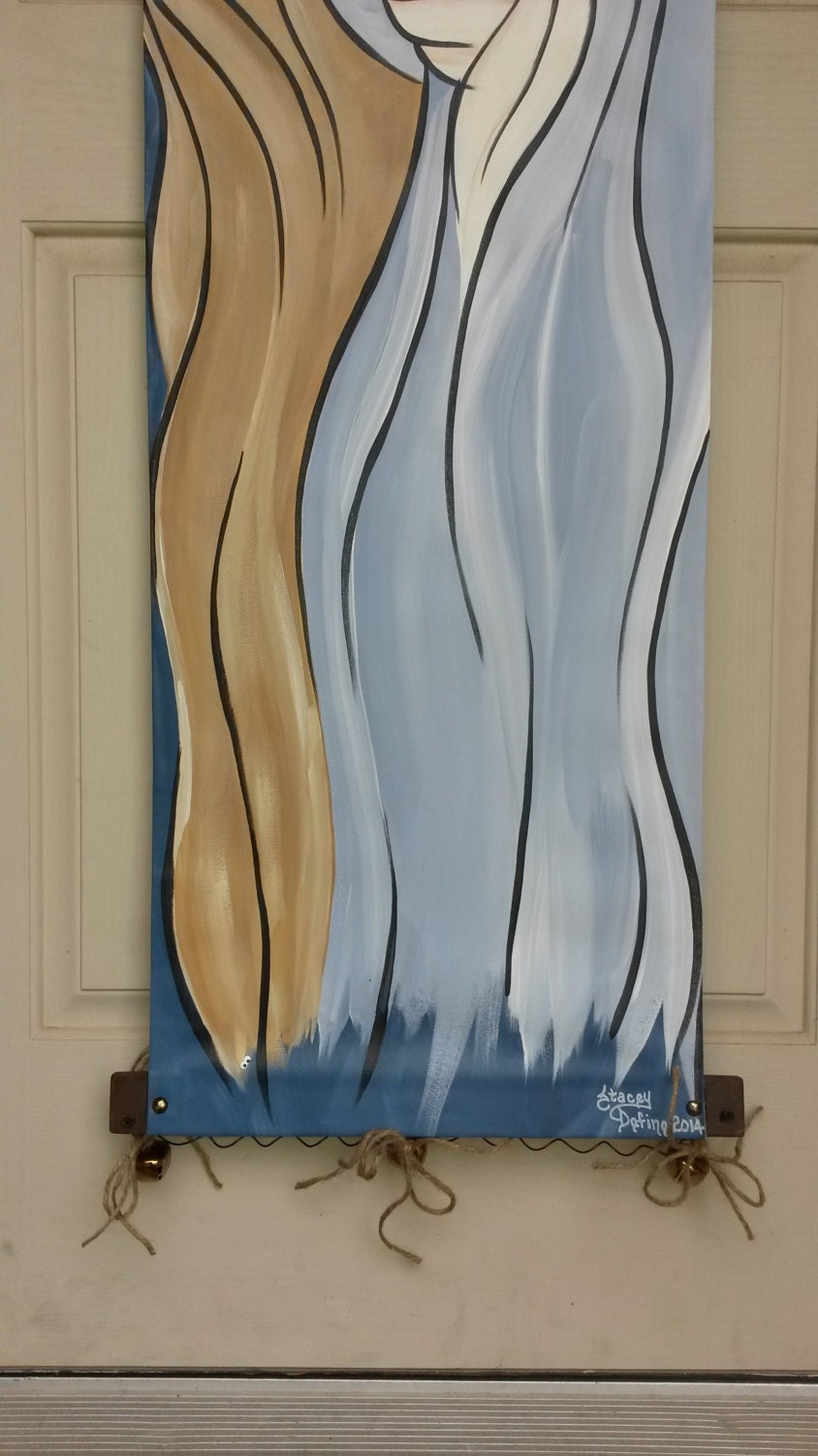 Holy Family Nativity Door Hanging Hand Painted All Weather Canvas Decor